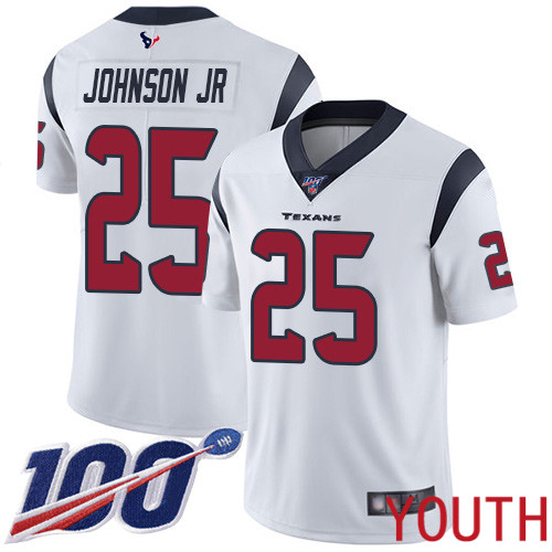 Houston Texans Limited White Youth Duke Johnson Jr Road Jersey NFL Football #25 100th Season Vapor Untouchable